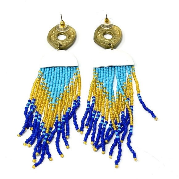 New Free People Beaded Bohemian Drop Earrings - Picture 4 of 4